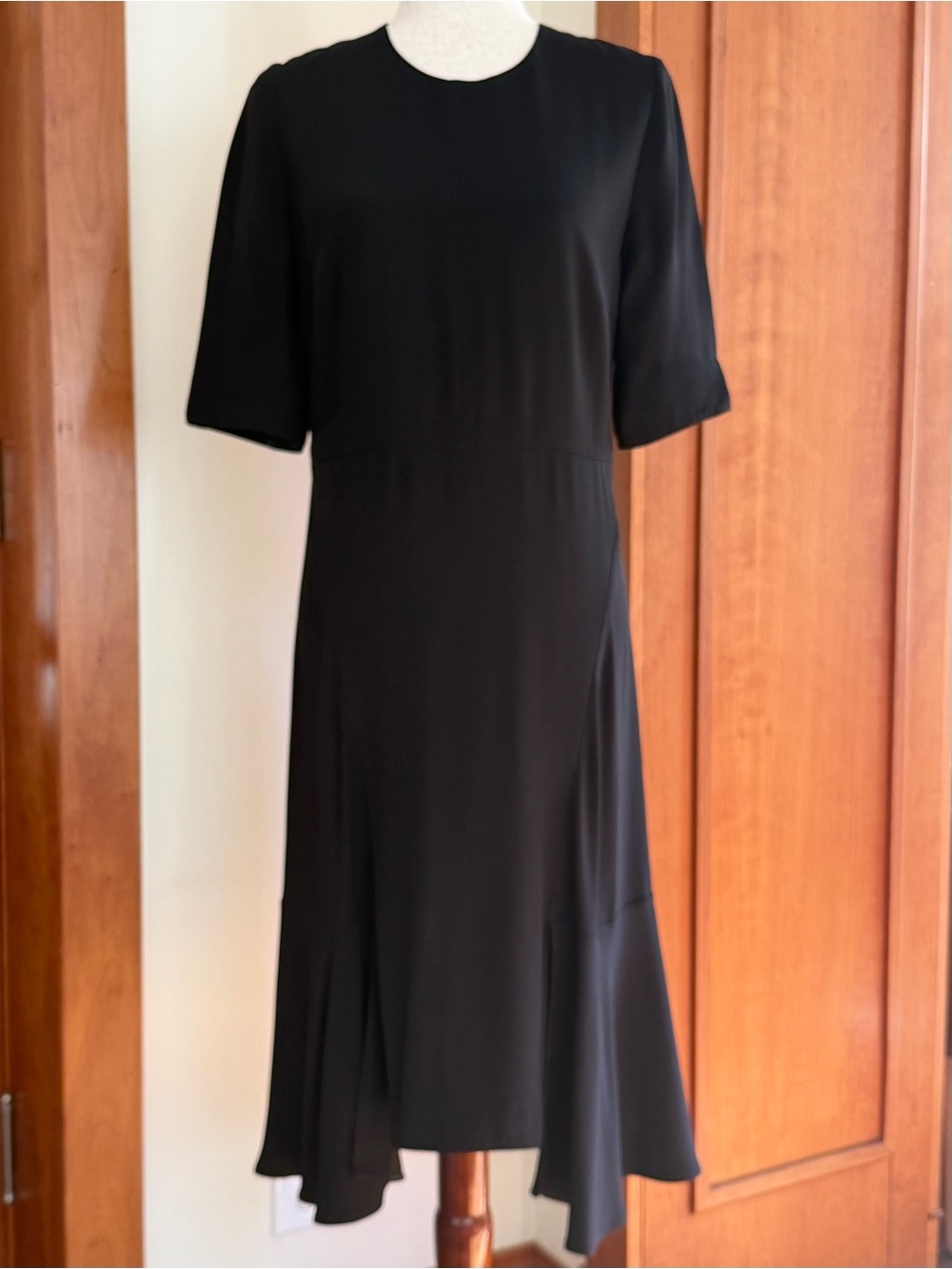 Marni Black Midi Dress with Fluted Hem